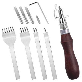 Leather Groover Tool(7In1Adjustable)+1/2/4/6 Prong Lacing Stitching Chisel Set,Leather Craft Tool for Leathercraft Work
Leather Groover Tool(7In1Adjustable)+1/2/4/6 Prong Lacing Stitching Chisel Set,Leather Craft Tool for Leathercraft Work