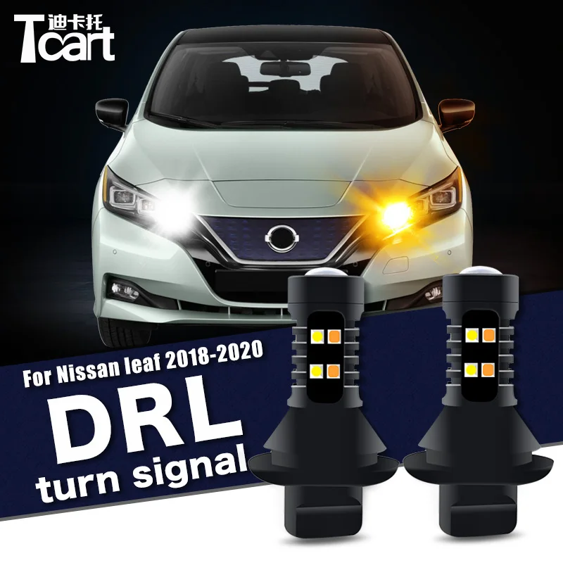 

2Pcs Led Daytime Running Light turn drl 2in1 Driving safety Car accessories for Nissan Leaf (ZE1) 2018-2021