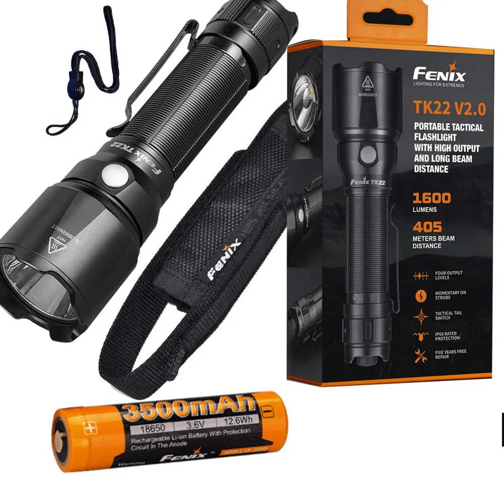 Fenix TK22 V2.0 Tactical Flashlight - 1600 Lumens with ARB-L18-3500 battery | Лампы и освещение