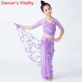 Children Belly Dance Practice Clothes Girls Mesh Top Applique Long Skirt Set Oriental Indian Dancing Performance Training Suit 
Children Belly Dance Practice Clothes Girls Mesh Top Applique Long Skirt Set Oriental Indian Dancing Performance Training Suit