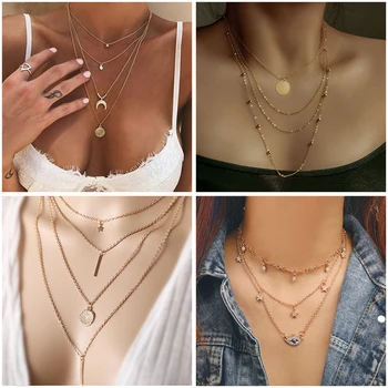 New Fashion Chain Necklace For Women Gold Color Bohemian Stars Beads lock Pendants Choker Necklaces Brincos Female Jewelry Gift
New Fashion Chain Necklace For Women Gold Color Bohemian Stars Beads lock Pendants Choker Necklaces Brincos Female Jewelry Gift