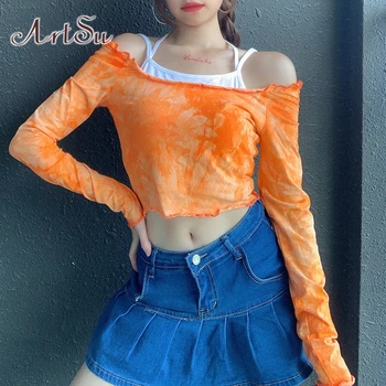 ArtSu Tie Dye Print Fake 2 Pieces Cotton Tshirt Women Halter Patchwork Long Sleeve Crop Top T Shirt Ladies Autumn TS52326
ArtSu Tie Dye Print Fake 2 Pieces Cotton Tshirt Women Halter Patchwork Long Sleeve Crop Top T Shirt Ladies Autumn TS52326