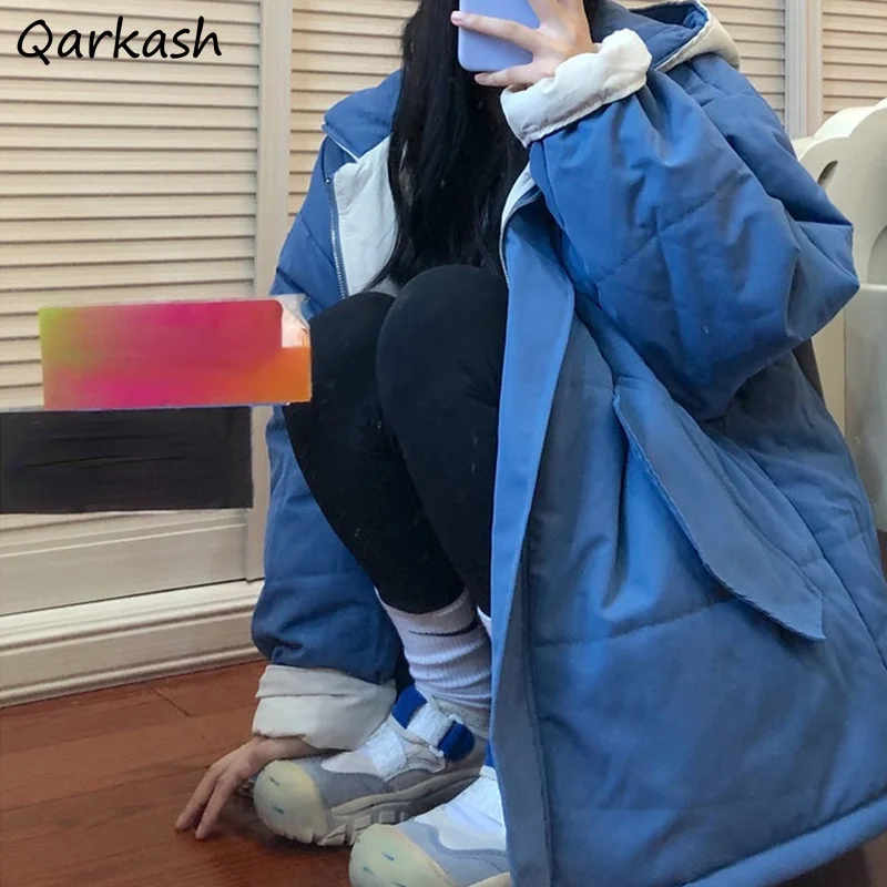 Hooded Short Style Parkas Women Loose All-match Streetwear Winter Coats Students Thicker Tooling Double-sided Outwear Stylish
Hooded Short Style Parkas Women Loose All-match Streetwear Winter Coats Students Thicker Tooling Double-sided Outwear Stylish