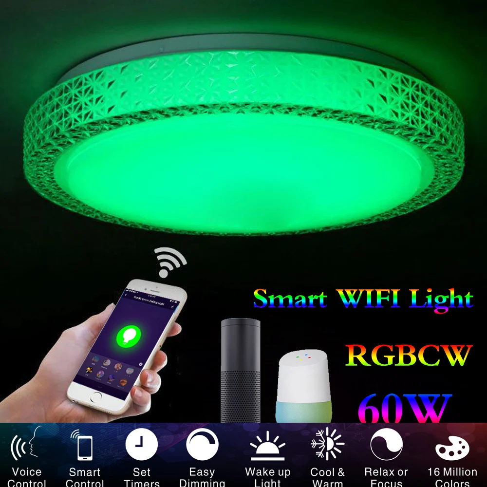 60W Smart LED Ceiling Light WIFI Control Lights AC220V 110V Interior Ceiling Led Lighting Living Room Lamp Work with Apple IFTTT
60W Smart LED Ceiling Light WIFI Control Lights AC220V 110V Interior Ceiling Led Lighting Living Room Lamp Work with Apple IFTTT