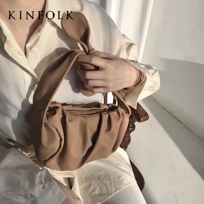 

2020 New Ins Pleated Puffy Leathers Women's Shoulder Bag Casual Portable Underarm Bags Fashion Women Shoulder Messenger Bags