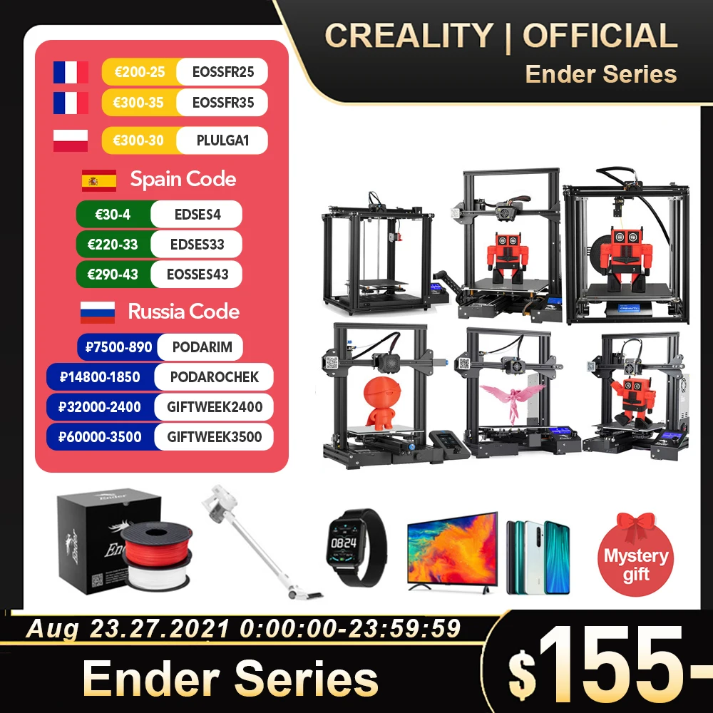 3D-принтер CREALITY Ender-3/Ender-3 pro/Ender-3 V2/Ender-3 Max/5 pro/5 plus/CR-6 SE/CR-10V3/10S PRO V2/HALOT ONE Ender/CR Series |