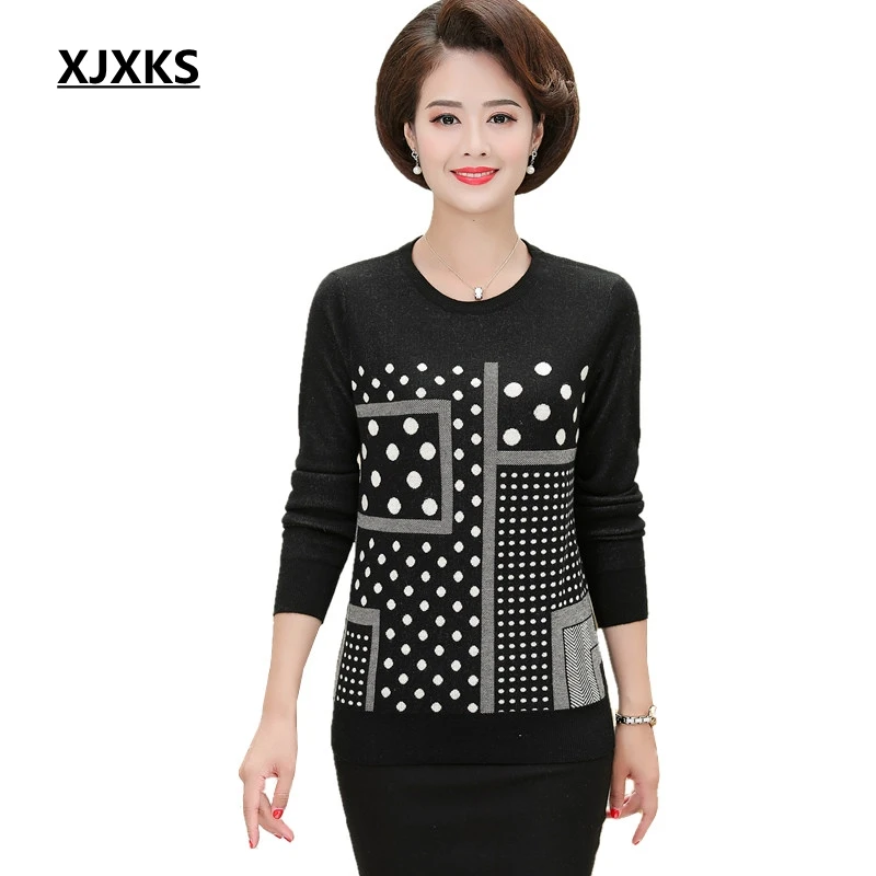 XJXKS Fall 2019 Fashion Winter Clothes Women High Quality Wool Knitted Sweater Pull Femme Hiver Casual Dot Oversized Sweater
XJXKS Fall 2019 Fashion Winter Clothes Women High Quality Wool Knitted Sweater Pull Femme Hiver Casual Dot Oversized Sweater