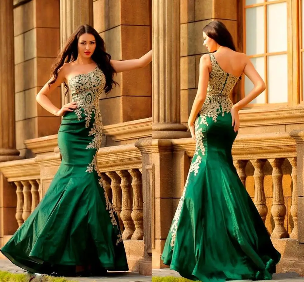 Dubai Dark Green Mermaid Evening Dresses 2020 One Shoulder Backless Sweep Train Gold Appliques Formal Prom Party Gowns Vestidos
Dubai Dark Green Mermaid Evening Dresses 2020 One Shoulder Backless Sweep Train Gold Appliques Formal Prom Party Gowns Vestidos
