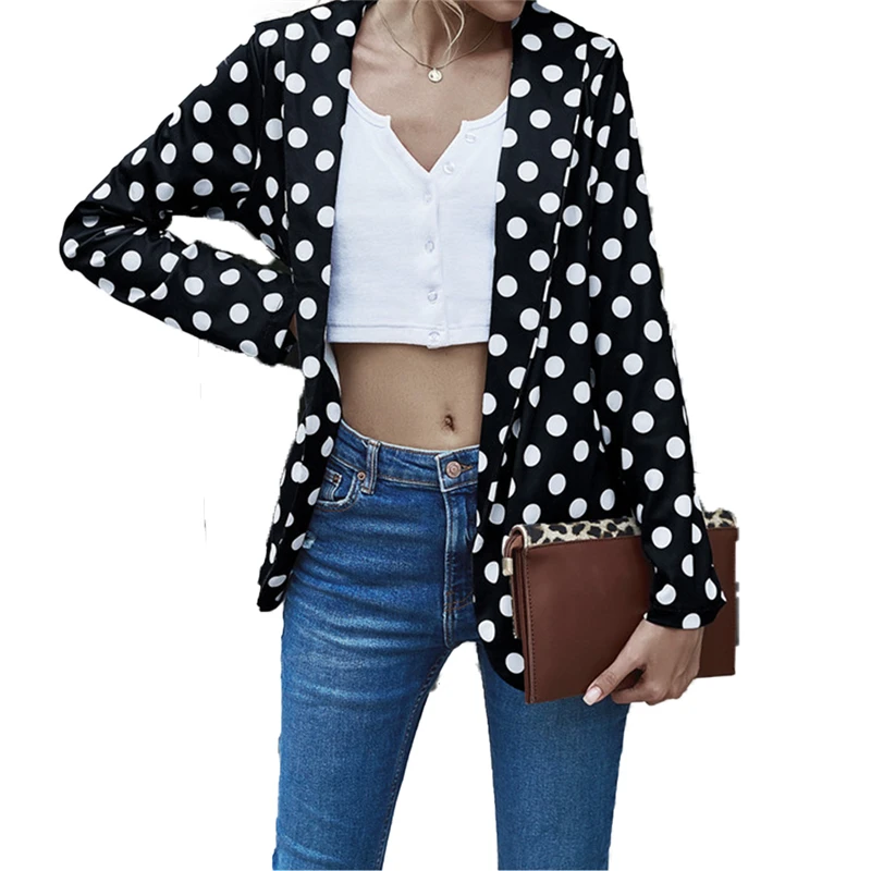 Women Polka Dot Print Coat, Long Sleeve Tailored Collar Open Front Suit Jacket Autumn and Winter Blazer Office Lady Wear
Women Polka Dot Print Coat, Long Sleeve Tailored Collar Open Front Suit Jacket Autumn and Winter Blazer Office Lady Wear