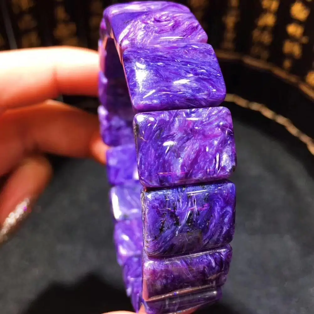 Natural Purple Charoite Gemstone Women Rectangle Beads Jewelry Bracelet Russia 17x13mm Russian Healing Stone Certificate AAAAA 
Natural Purple Charoite Gemstone Women Rectangle Beads Jewelry Bracelet Russia 17x13mm Russian Healing Stone Certificate AAAAA
