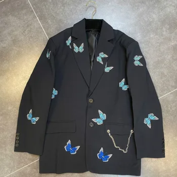 Women Blazers 2020 New Summer Notched Embroidery Butterfly Long Sleeve Chain Single Breasted Slim Blazer Coat Women Clothing
Women Blazers 2020 New Summer Notched Embroidery Butterfly Long Sleeve Chain Single Breasted Slim Blazer Coat Women Clothing