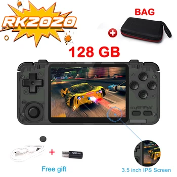 RK2020 3D Handheld Games Retro Console HD 3.5inch IPS Screen Portable Handheld Game Console PS1 N64 Games Video Game Player