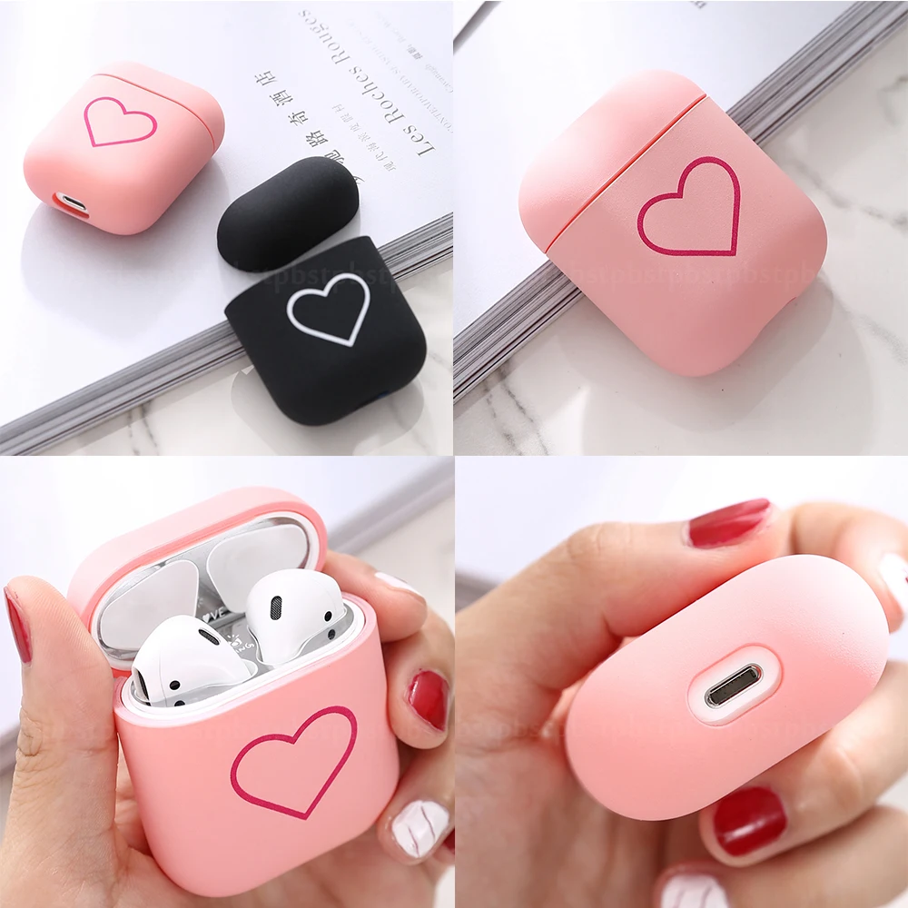 Для Airpods 2 1 Жесткий PC модные милые сердцу чехол для пар наушники вкладыши TWS с