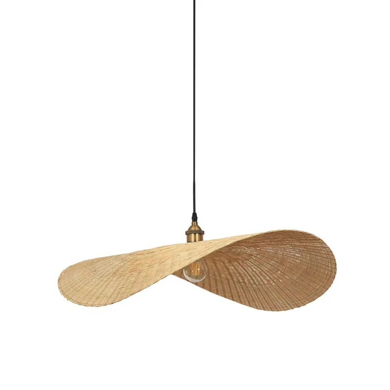 Chinese Bamboo Pendant Light Rattan Hat Natural Color Vintage Pendant Lamp Restaurant Lighting Fixture E27 E26 Socket Living Room Home Decor (2)