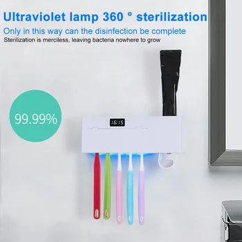 Toothbrush Sterilizer Holder With Toothpaste Squeezer Timing Self Adhesive UVC Wall Mounted Storage Rack Household Punch Free
Toothbrush Sterilizer Holder With Toothpaste Squeezer Timing Self Adhesive UVC Wall Mounted Storage Rack Household Punch Free
