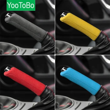 Alcantara Suede Wrapping ABS Hand Brake Cover Gear Head Shift Knob Car Handbrake Decals For Subaru BRZ Toyota 86 2013-2020