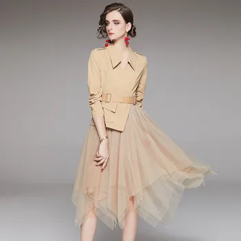 2020 New Fashion Runway Designer Autumn Dress Long Sleeve Elegant OL Blazer Patchwork Irregular Tulle Dress Women Clothing 
2020 New Fashion Runway Designer Autumn Dress Long Sleeve Elegant OL Blazer Patchwork Irregular Tulle Dress Women Clothing