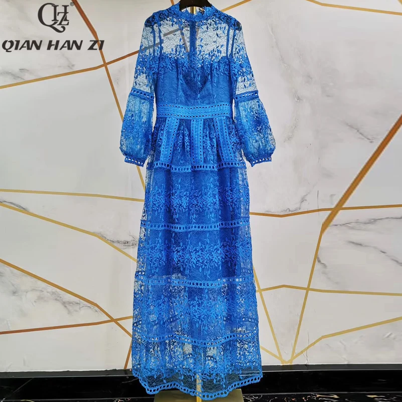 Qian Han Zi Fashion Maxi Gown Women Lantern Sleeve Embroidered Lace Perspective Hollow Out High Quality Casual Long Party Dress
Qian Han Zi Fashion Maxi Gown Women Lantern Sleeve Embroidered Lace Perspective Hollow Out High Quality Casual Long Party Dress
