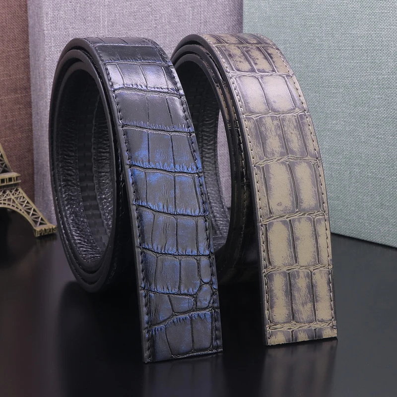 High quality 3.5cm of Automatic buckle Crocodile pattern men belts without buckle Black men genuine leather cowhide waist straps
High quality 3.5cm of Automatic buckle Crocodile pattern men belts without buckle Black men genuine leather cowhide waist straps