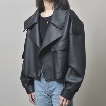 Winter Soft Faux Leather Cool Jacket Casual Outwear Street Autumn Loose Short Black Pu Leather Jacket Ladies Biker Jacket
Winter Soft Faux Leather Cool Jacket Casual Outwear Street Autumn Loose Short Black Pu Leather Jacket Ladies Biker Jacket