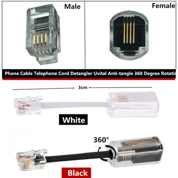 Universal RJ9 4P4C Telephone Cord Detangler 360 Degree Extended Rotating Anti-tangle Landline Swivel Adapter Cable Untangler
Universal RJ9 4P4C Telephone Cord Detangler 360 Degree Extended Rotating Anti-tangle Landline Swivel Adapter Cable Untangler