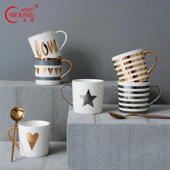 Porcelain Heart Star Love Stripes Cups Gold Silver Ceramic Coffee Tea Mugs Kitchen Drinkware Personalized cups for wedding Party
Porcelain Heart Star Love Stripes Cups Gold Silver Ceramic Coffee Tea Mugs Kitchen Drinkware Personalized cups for wedding Party