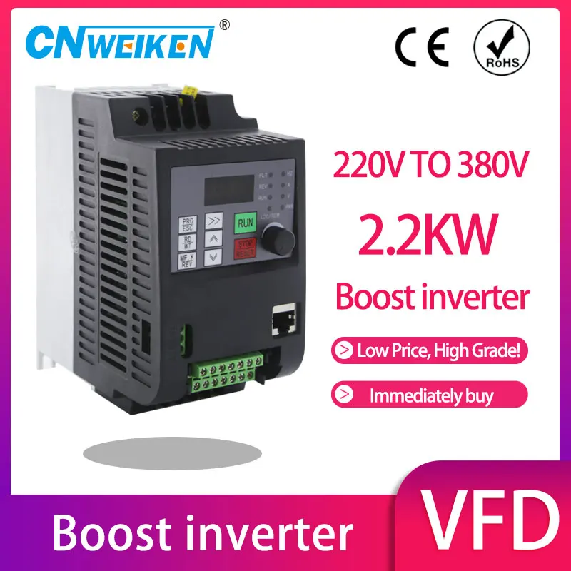 

VFD Inverter 2.2KW Frequency Converter 1P 220V to 3P 380V 400V 415V Output CNC Spindle Motor Speed Control