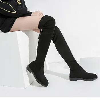 Over the knee boots for women in autumn and winter 2020 increase the height of boots for women with thin elastic boots
Over the knee boots for women in autumn and winter 2020 increase the height of boots for women with thin elastic boots
