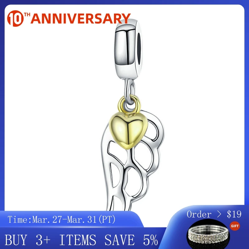 CodeMonkey 925 Sterling Silver Fashion Feathers Wings Pendant Gold Color Heart Charm fit Charm Bracelet & Necklace Jewelry C838 
CodeMonkey 925 Sterling Silver Fashion Feathers Wings Pendant Gold Color Heart Charm fit Charm Bracelet & Necklace Jewelry C838
