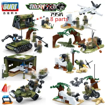 8 in 1 795pcs GUDI Tiger Action Military Building Blocks War Missile Soldiers Army Vehicle Figures Weapons Truck Car Tank 8038
8 in 1 795pcs GUDI Tiger Action Military Building Blocks War Missile Soldiers Army Vehicle Figures Weapons Truck Car Tank 8038