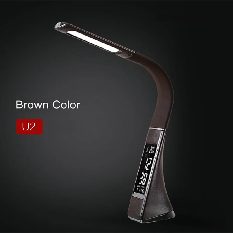 Black Brown Modern Leather Office LED Desk Lamp Dimming Touch Table Lamp with LCD Display Alarm Clock/Calendar for Business Gift
Black Brown Modern Leather Office LED Desk Lamp Dimming Touch Table Lamp with LCD Display Alarm Clock/Calendar for Business Gift