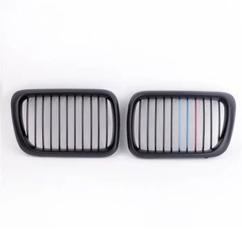 2Pcs/Pair Front Kidney Grille Grill For BMW 3 Series E36 318i 320i 323i 325i 328i 1992-1996 Chrome Matte Black Car Racing Grills