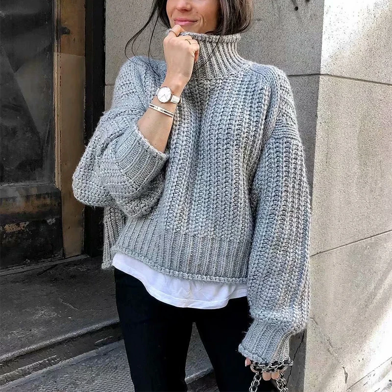 OMIKRON Knitwear Winter Pullovers Sweaters Women Autumn Turtle Neck Loose Sweater Jumper Female Solid Khaki Chic Sweater Tops
OMIKRON Knitwear Winter Pullovers Sweaters Women Autumn Turtle Neck Loose Sweater Jumper Female Solid Khaki Chic Sweater Tops