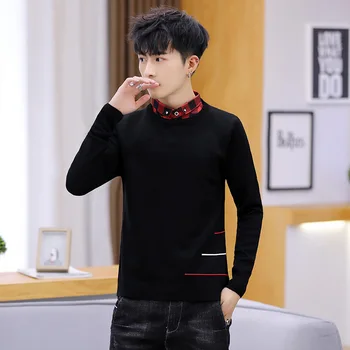 Grey Men Sweater Black Navy Blue Fake Two Spring Autumn New Casual Turn-down Collar Pullovers Sweater Men
Grey Men Sweater Black Navy Blue Fake Two Spring Autumn New Casual Turn-down Collar Pullovers Sweater Men