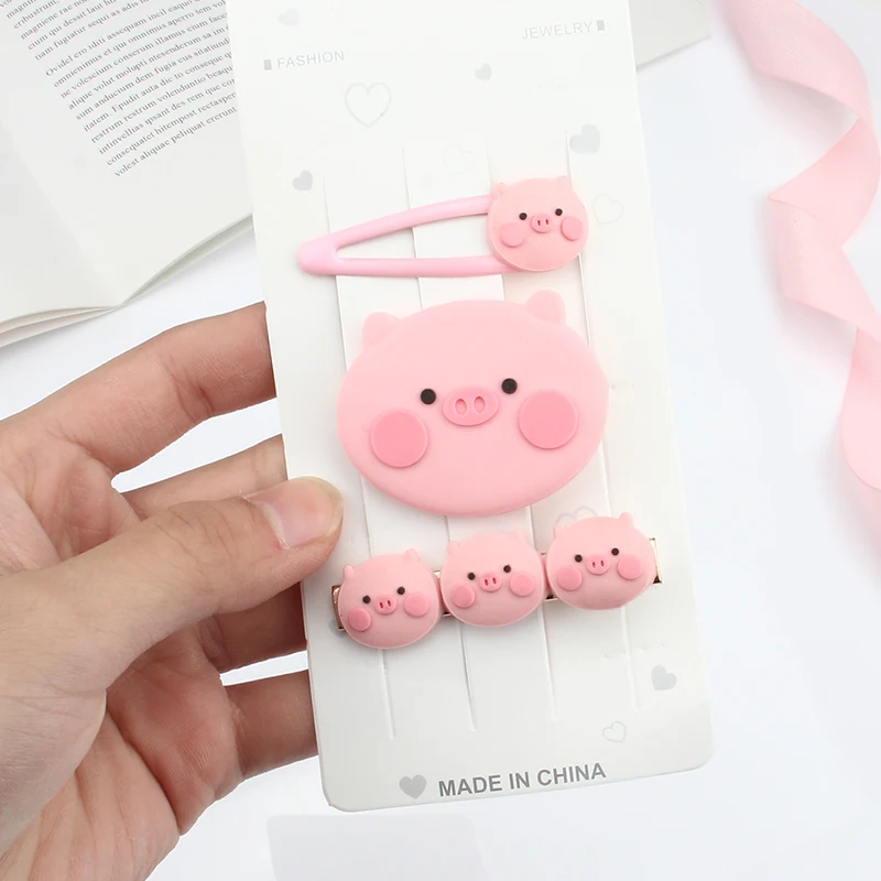 Заколка для волос в виде розовой свиньи милая заколка милой мультяшной девочек