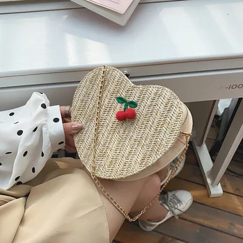 2019 Heart Straw Bags Women Summer Rattan Bag Handmade Woven Beach Crossbody Bag Handbag Cherry decoration
2019 Heart Straw Bags Women Summer Rattan Bag Handmade Woven Beach Crossbody Bag Handbag Cherry decoration