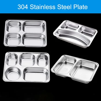 304 Stainless Steel Rectangle Shape Food Plate Sub Grid Children's Dining Plate Household Separated Lunch Box
304 Stainless Steel Rectangle Shape Food Plate Sub Grid Children's Dining Plate Household Separated Lunch Box