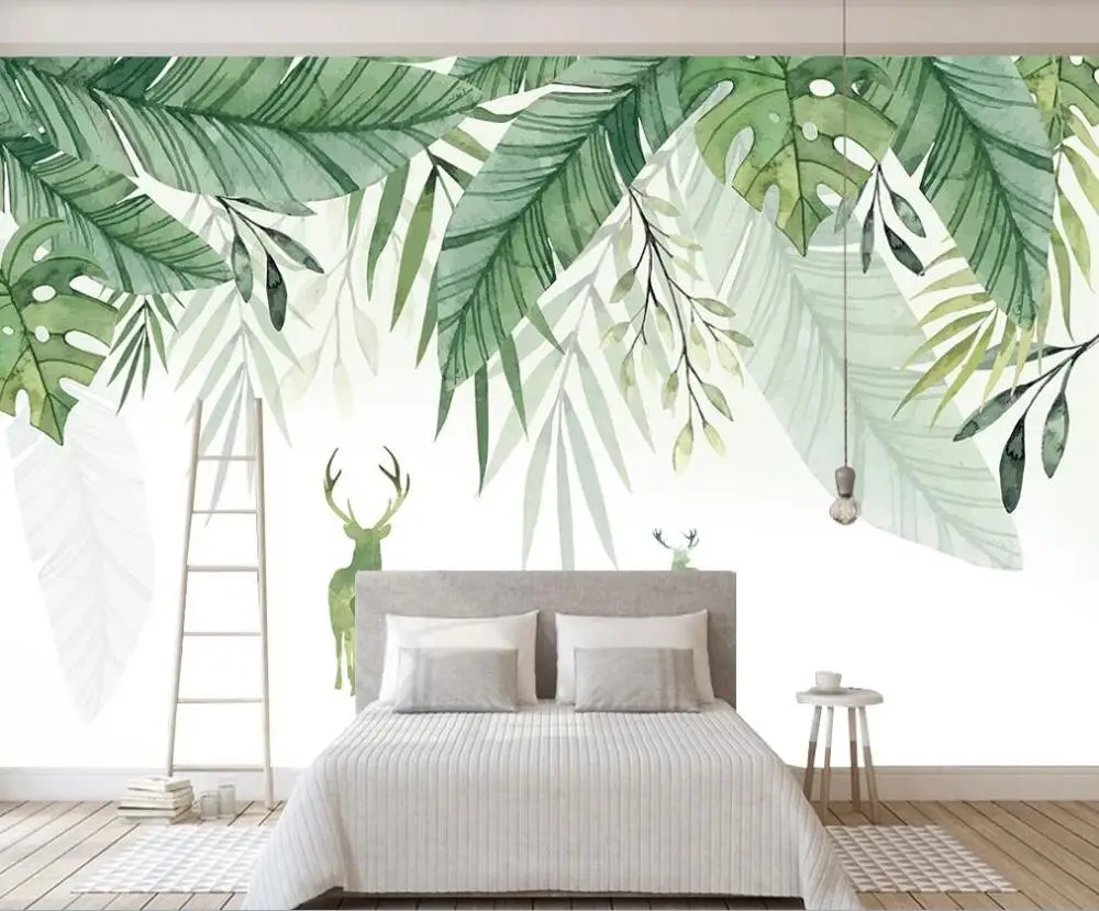 XUE SU Custom wall covering Nordic simple small fresh elk green leaves watercolor style background wall painting wallpaper
XUE SU Custom wall covering Nordic simple small fresh elk green leaves watercolor style background wall painting wallpaper
