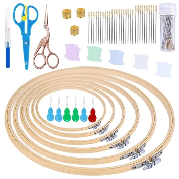LMDZ 6 Pcs Cross Stitch Hoop Sets Embroidery Frame with 30 Pcs Embroidery Needle Large Eye Stitching Beading Needles Threaders
LMDZ 6 Pcs Cross Stitch Hoop Sets Embroidery Frame with 30 Pcs Embroidery Needle Large Eye Stitching Beading Needles Threaders