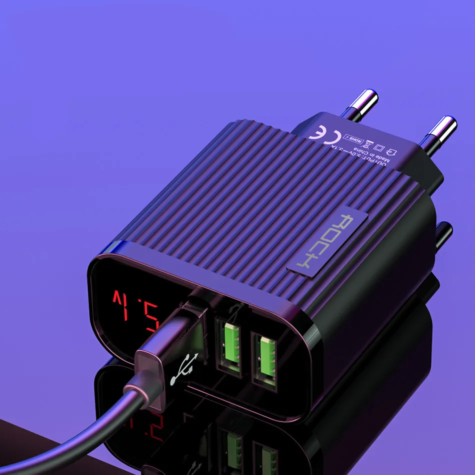 ROCK Digital Display Phone Charger 3 Port USB 3A Max Smart Fast Charger Travel Wall Charger Adapter For iPhone Samsung Xiaomi
ROCK Digital Display Phone Charger 3 Port USB 3A Max Smart Fast Charger Travel Wall Charger Adapter For iPhone Samsung Xiaomi