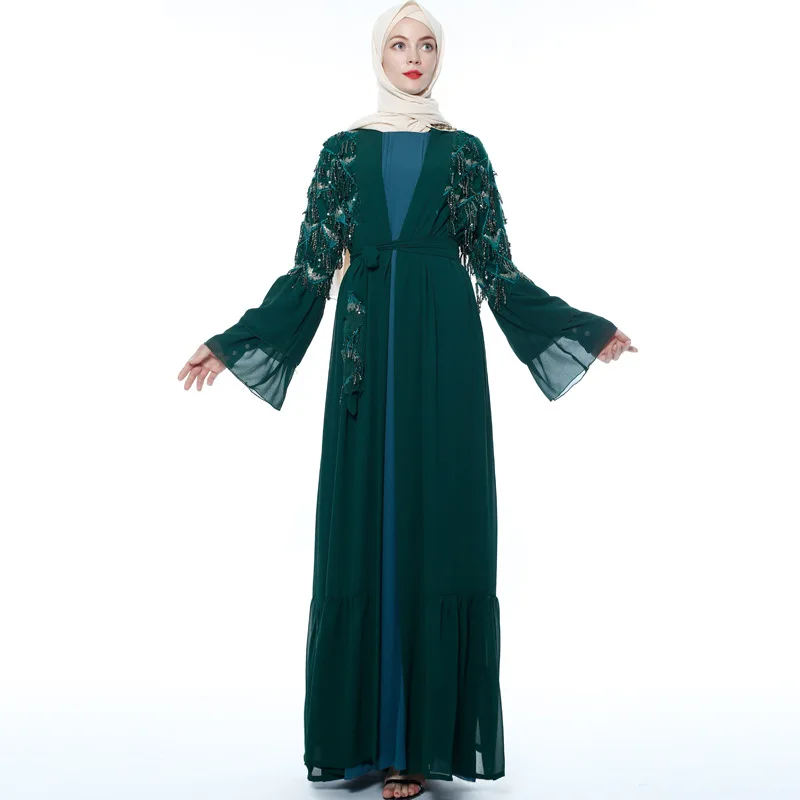 Elegant Muslim Sequins Abaya Tassel Maxi Dress Cardigan Kimono Long Robe Gowns Jubah Middle East Ramadan Eid Arab Islamic Prayer
Elegant Muslim Sequins Abaya Tassel Maxi Dress Cardigan Kimono Long Robe Gowns Jubah Middle East Ramadan Eid Arab Islamic Prayer
