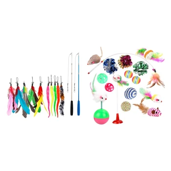 Feather Teaser Cat Toy, 2Pcs Retractable Cat Wand Toys and 10Pcs Replacement Teaser & 16x Kitten Toys Assortments, Variety Toy S 
Feather Teaser Cat Toy, 2Pcs Retractable Cat Wand Toys and 10Pcs Replacement Teaser & 16x Kitten Toys Assortments, Variety Toy S