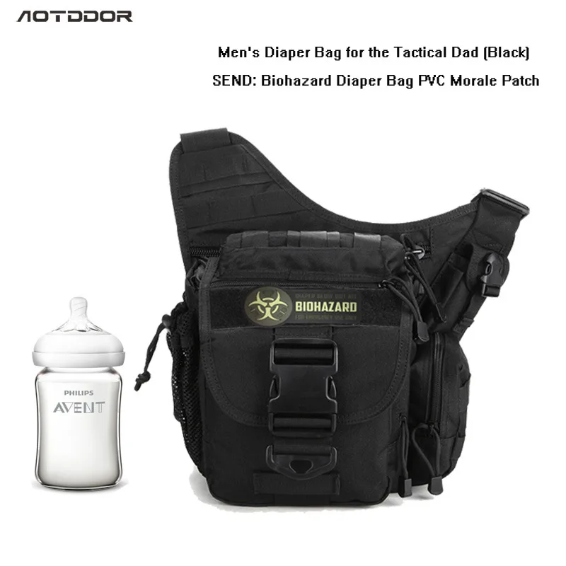 

Outdoor Supplies Sport Bag for Tactical Dad Prepared Men Diaper Bag Black And White with Pattern Send Biochemical Harm Chapter