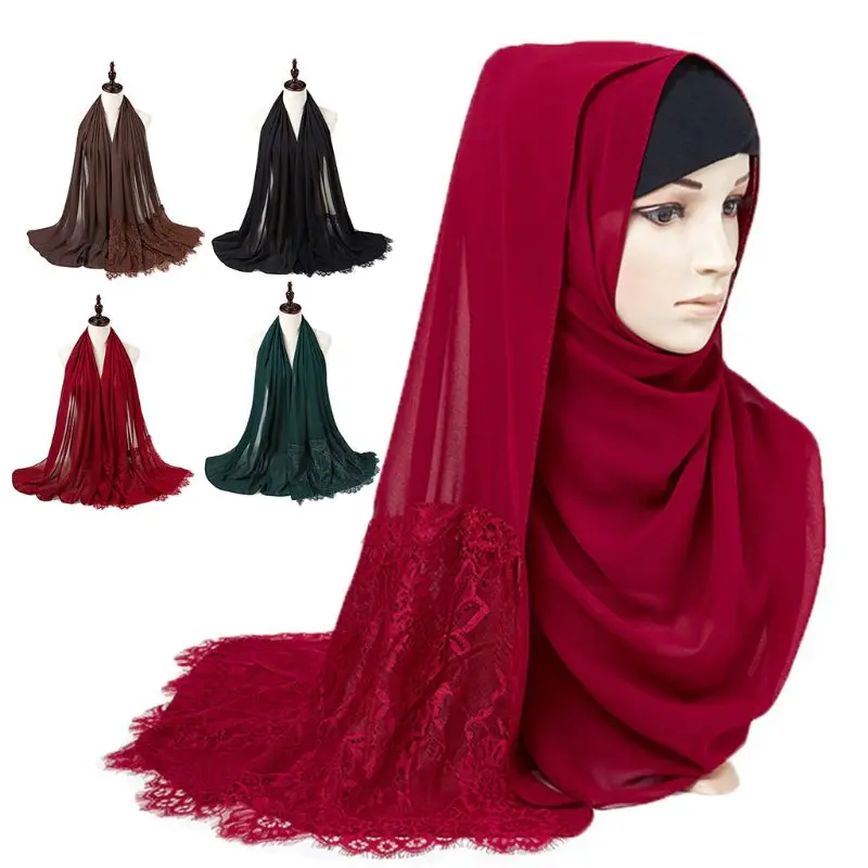 Women Chiffon Muslim Hijab Wrap Eyelash Floral Lace Patchwork Islamic Head Covering Scarf Shawl Solid Color Long Blanket
Women Chiffon Muslim Hijab Wrap Eyelash Floral Lace Patchwork Islamic Head Covering Scarf Shawl Solid Color Long Blanket