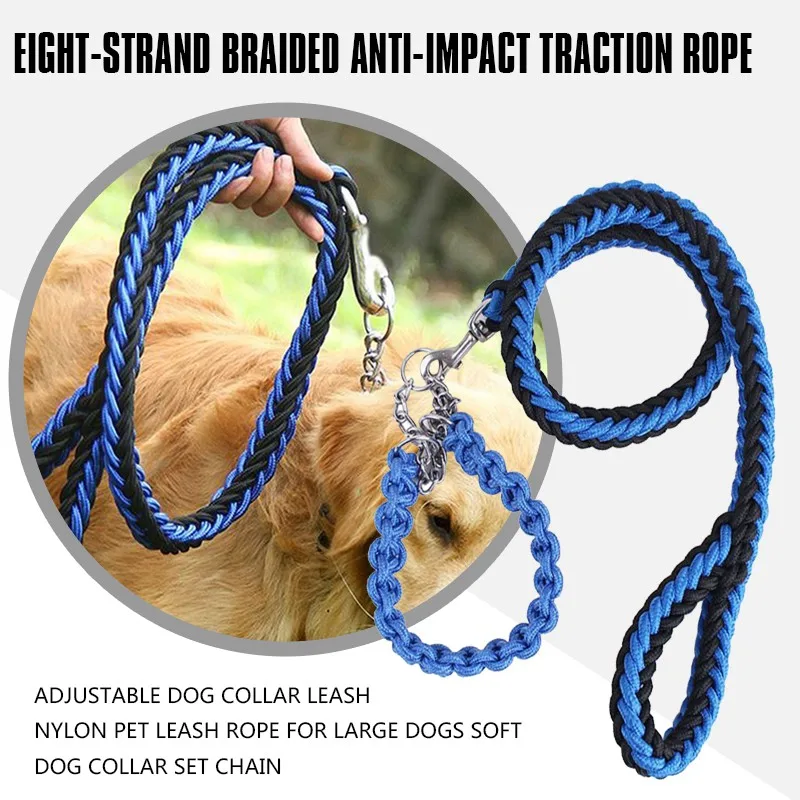 Adjustable Dog Collar Leash Nylon Pet Leash Rope for Large Dogs Soft Dog Collar Set Chain
Adjustable Dog Collar Leash Nylon Pet Leash Rope for Large Dogs Soft Dog Collar Set Chain