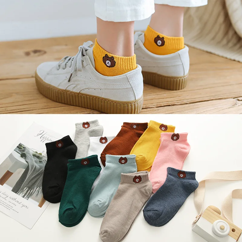 

10 pairs Women harajuku students lovely cute kawaii carton animals bear Socks summer cotton Sock For Female male Funny ankle sox