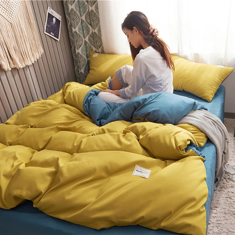 Solid Color Bedding Set Cotton Sanding Double Spell 4pcs Bed Sets Bedclothes Duvet Cover Sheets Pillowcase Comfortable Coverings
Solid Color Bedding Set Cotton Sanding Double Spell 4pcs Bed Sets Bedclothes Duvet Cover Sheets Pillowcase Comfortable Coverings