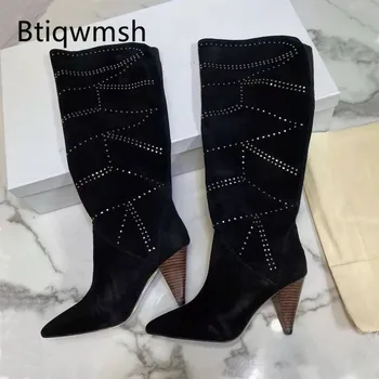 2020 Rhinestone Over The Knee Boots Women Pointed Toe Black Suede Strange Spike High Heel Boots Ladies Fashion Long Boots
2020 Rhinestone Over The Knee Boots Women Pointed Toe Black Suede Strange Spike High Heel Boots Ladies Fashion Long Boots