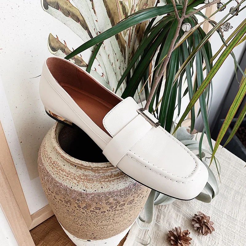 Inside And Pure Leather Soft Versatile Square Head Loafers 2020 Spring And Autumn New Style Shoes Women's England Belt Buckle Fl 
Inside And Pure Leather Soft Versatile Square Head Loafers 2020 Spring And Autumn New Style Shoes Women's England Belt Buckle Fl