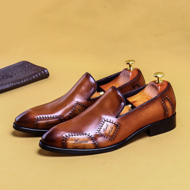 Men Shoes Men Dress Shoes Brown Black Formal Leather Shoes Slip-on Oxfords Cowhide Patched Work Luxury Genuine Leather Solid
Men Shoes Men Dress Shoes Brown Black Formal Leather Shoes Slip-on Oxfords Cowhide Patched Work Luxury Genuine Leather Solid